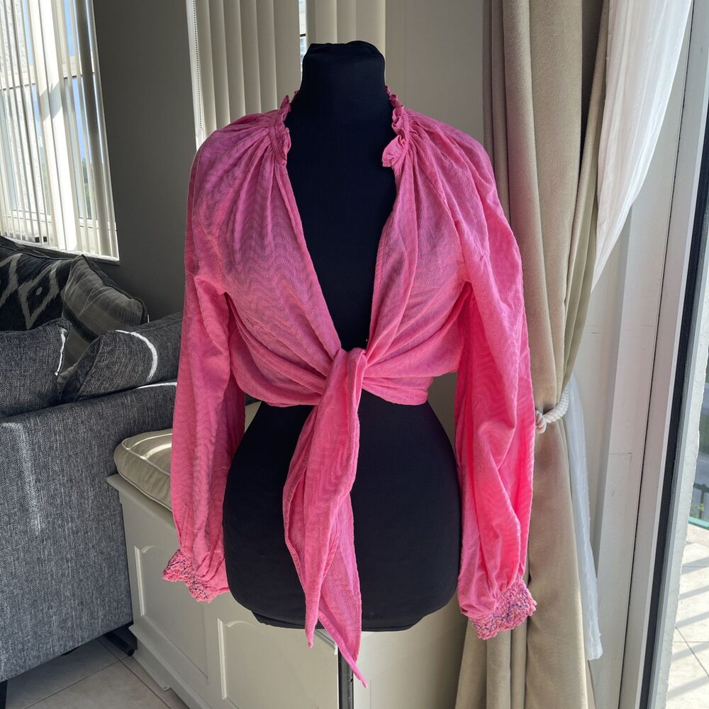 $178 Ramy Brook Tie Front Top Hot Pink Sexy Festival XS - Picture 2 of 8